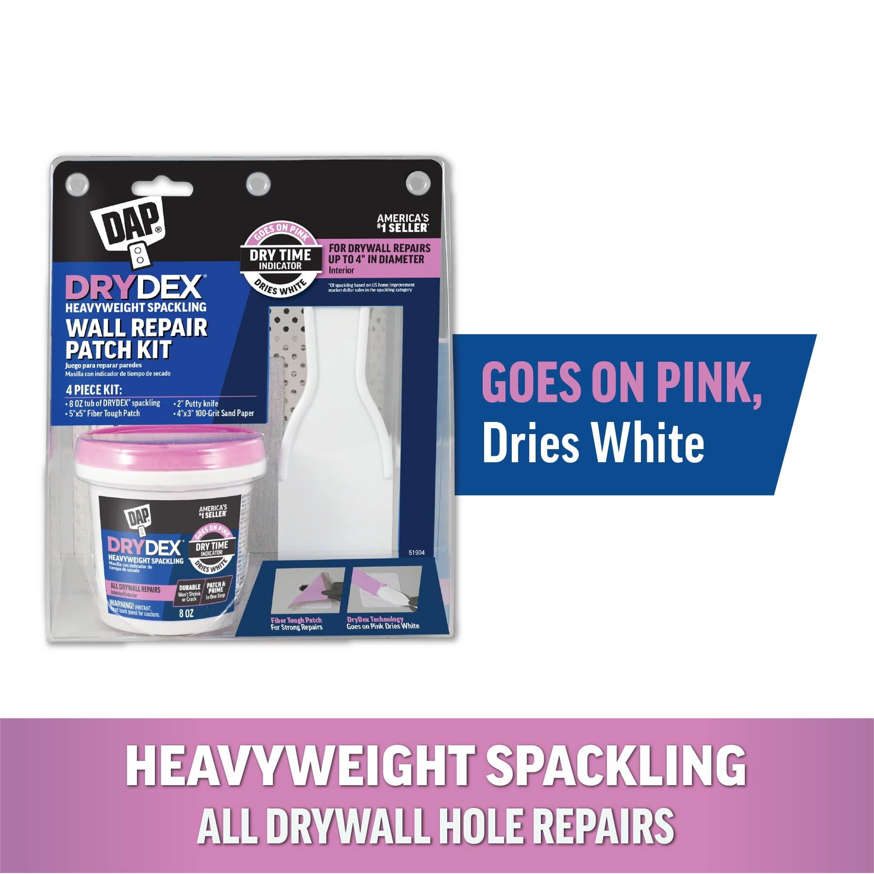 DAP DryDex Wall Repair Kit with Duck Fiberglass Wall Repair Patches Bundle
