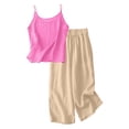 thumbnail image 4 of XXWXYD Cotton Linen Sets for Girls 2 Piece Outfits Spaghetti Strap Tank Tops Matching Wide Leg Pants Kids Summer Casual Linen Set, 4 of 5