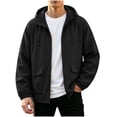 thumbnail image 3 of Mens Jackets Dqueduo Men's Solid Color Hooded Windproof Jacket Daily Commuting Casual Jacket, Sizes S-4XL Black XL, 3 of 7