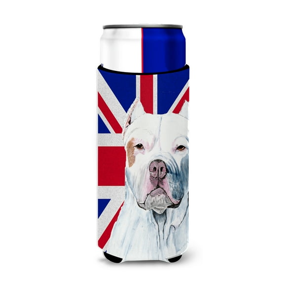 Pit Bull with English Union Jack British Flag Ultra Hugger for slim cans