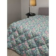 thumbnail image 2 of Woodland Down Alternative Comforter, Repeating Pastel Themed Pattern with Floral Design Trees, Microfiber Quilt for All Season, 5 Sizes, Pastel Green Multicolor, by Ambesonne, 2 of 3