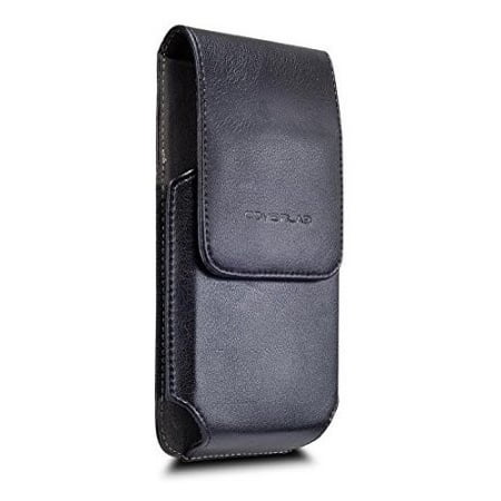 Fit Premium Leather Case - Moto Z2 Play Case, Moto Z2 Force, Moto Z Play Premium Vertical Leather Belt Clip Pouch Holster Case (Fits with Hybrid /Slim Case)