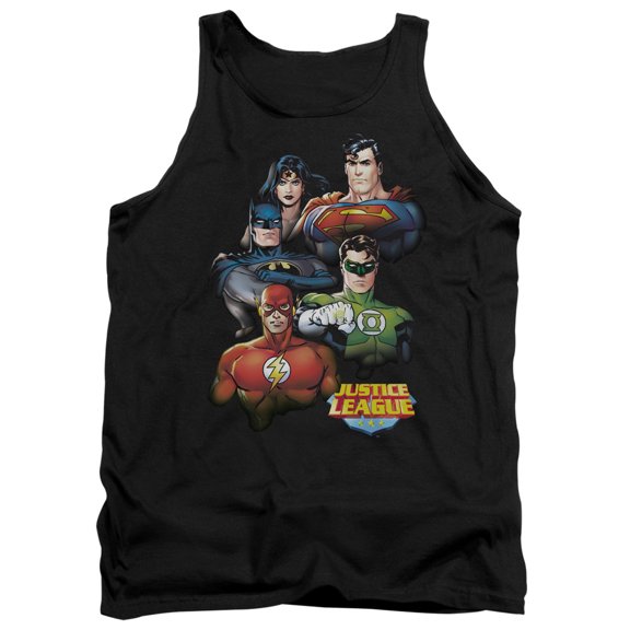 JLA Justice League Group Portrait Adult Tank Top Black