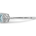 thumbnail image 3 of Sterling Silver Rhodium Plated Diamond And Aquamarine Ring (Size 9) Made In India qr4502aq-9, 3 of 5