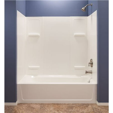 DURAWALL THERMOPLASTIC BATHTUB WALL KIT, 5 PIECES, 4 SHELVES, WHITE, 30 X 60 (Best Quality Bathtub Material)
