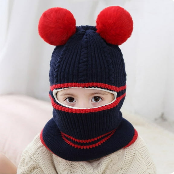 Baby Winter Hat Scarf Set 2 in 1 Kids Thick Warm Lined Knitted Beanie Hats with Neck Warmer for Cold Weather Baby Boy Beanie