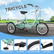 Slsy 16 inch Tricycle Trikes for Beginner Riders, Small Tricycle Single Speed 3 Wheel Bikes, Low Step Through Three-Wheeled Bicycles with Rear Basket