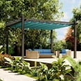 thumbnail image 2 of Petyee 10ft x 13ft Outdoor Retractable Aluminum Pergola, Modern Outdoor Trellis with  UPF 50+ Waterproof Canopy,Gray Wood-Grain Finish,Blue canopy, 2 of 8