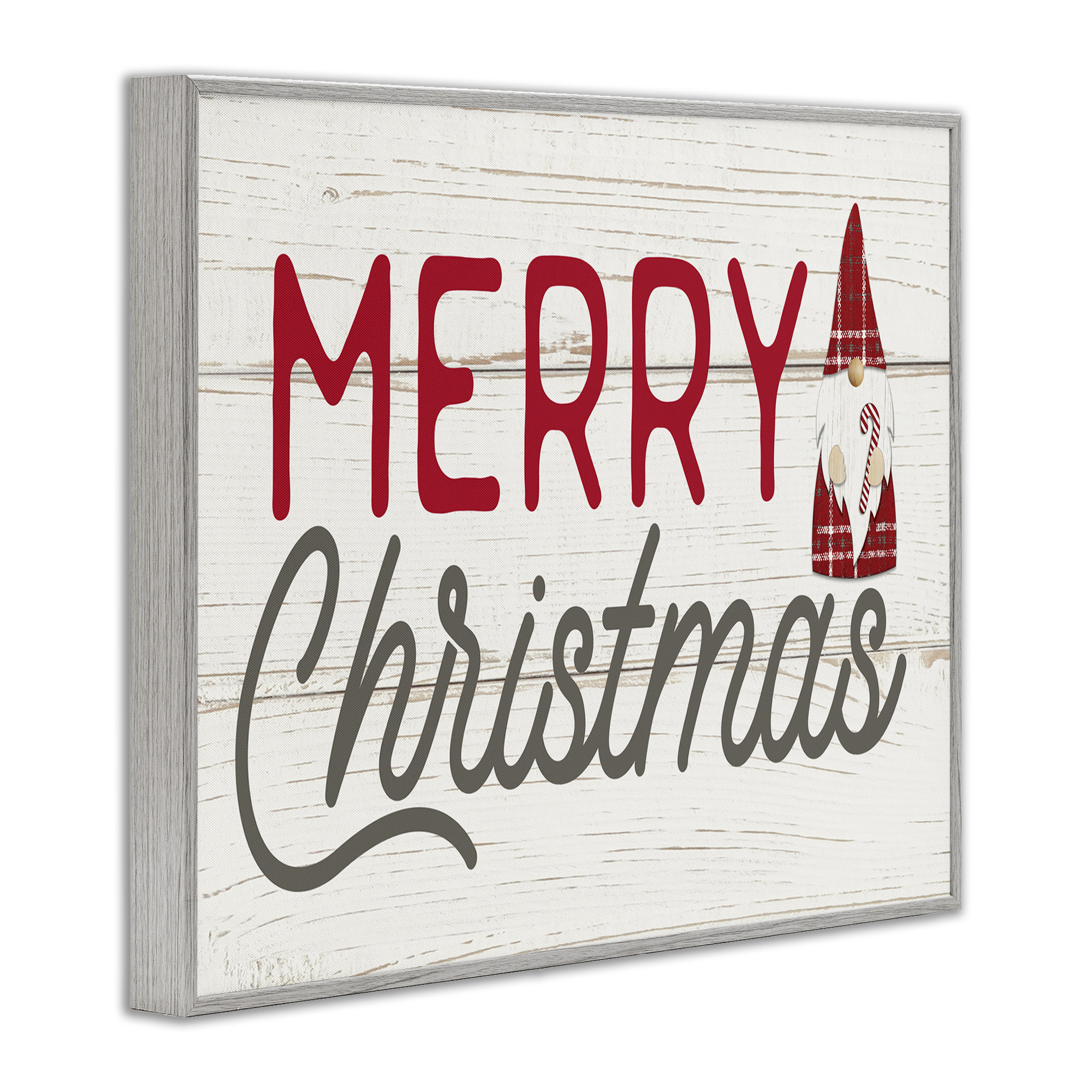 Stupell Industries Merry Christmas Sentiments Gnome Holiday Painting Gray Framed Art Print Wall Art, 30 x 24