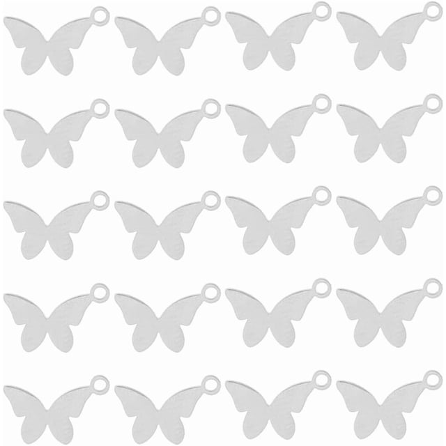 1 caja de 30 dijes de mariposa de acero inoxidable para estampar, grabar insectos, colgantes para hacer joyas.
