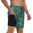 thumbnail image 3 of Picia Green Christmas pattern Mens Swim Trunks with Compression Liner Stretch Beach Shorts Quick Dry with Zipper Pockets No-Chafing Board Shorts-Medium, 3 of 9