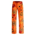 thumbnail image 4 of Womens Halloween Lounge Pants Loose Fit Sleep Pajama Bottoms Full Length Straight Leg Easy Wear Design Elastic Waist No Drawstring Comfy Home Bottoms Orange S, 4 of 6