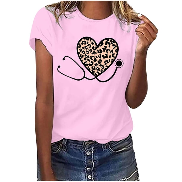 Camisetas con estampado de letras y cuello redondo de verano para mujer, blusas femeninas cómodas y elegantes, Tops OAVQHLG3B Store lin121212