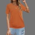 thumbnail image 7 of Fartey Plus Size Womens Summer Casual Shirts Fashion Simple Short Sleeve Solid Color Tops Loose Comfy Crew Neck T Shirts Soft Comfy Daily Blouses Orange L, 7 of 7