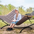 thumbnail image 6 of SUNCREAT Hammocks for Outside with Stand, Porch Hammock and Stand, 475 lbs Capacity, Patent Pending, Gray Stripes, 6 of 8