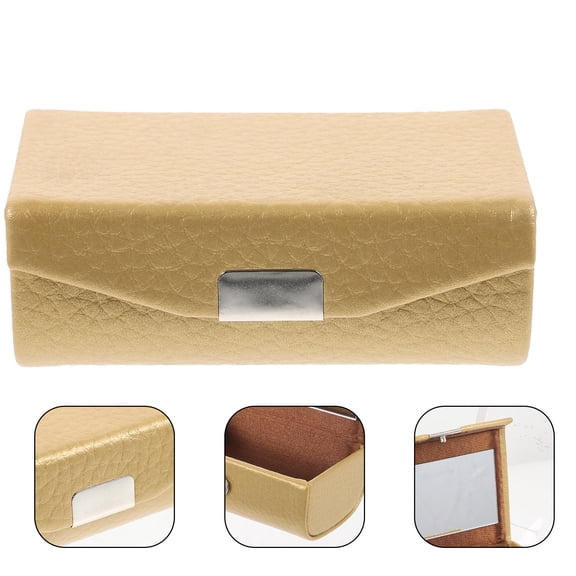 Soimiss Stylish Golden Lipstick Holder with Mirror Compact Makeup Organizer for Purse Storage