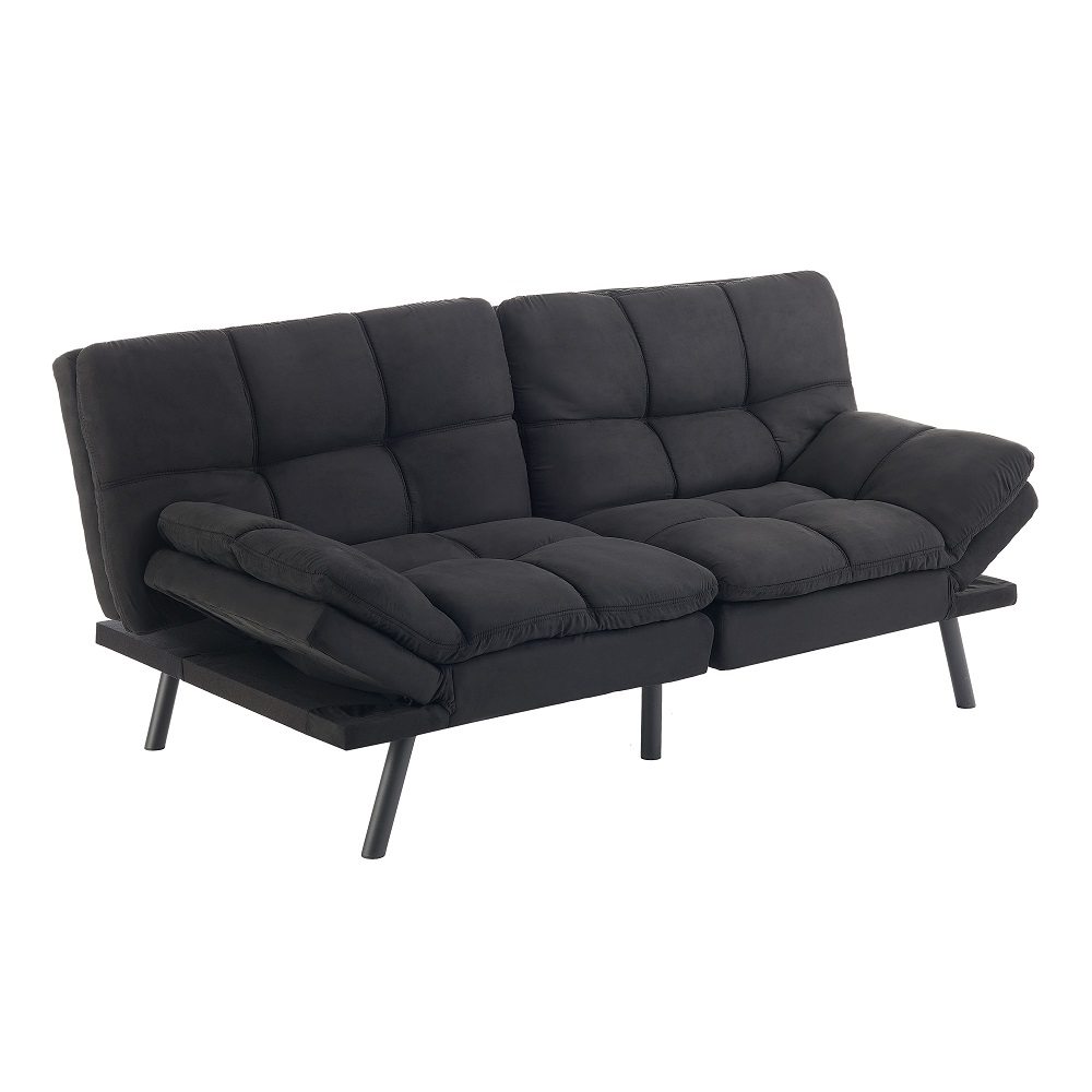 Mainstays 72 in Memory Foam Futon Sofa Bed, Black photo 3