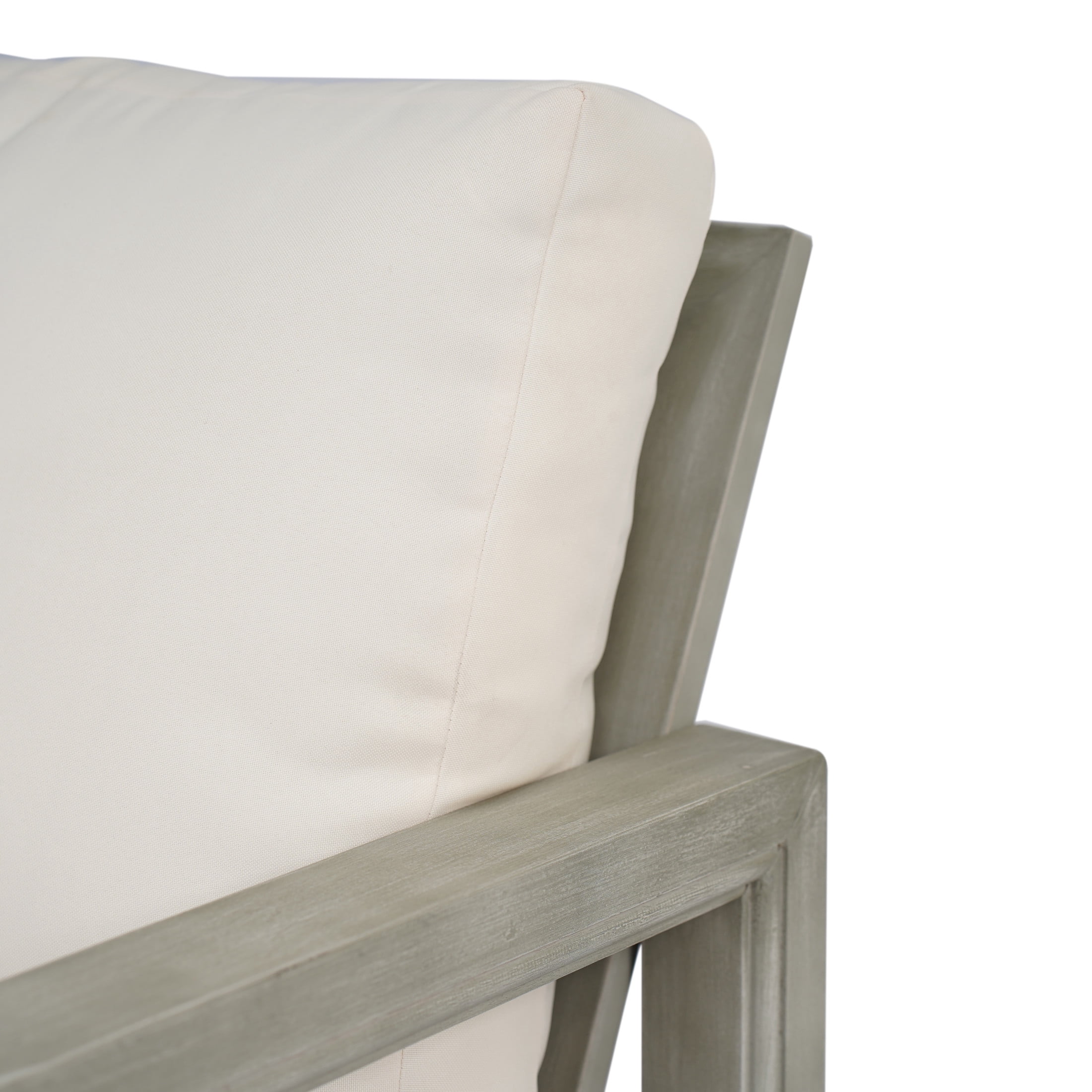 Christopher Knight Home Outdoor Club Chair, Light Gray Acacia Wood Frame with Slatted Design, Beige Cushions
