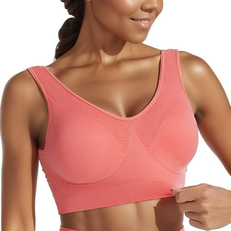 ASFGIMUJ Bras For Women Full Coverage Seamless Mid Solid Color Sports Bra With Removable Bra Pad Comfort Bra