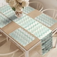 thumbnail image 2 of Ambesonne Aqua Table Runner & Placemats, Blurry Abstract Zig Zag, Placemat 4 pcs + Runner 14"x90", Petrol Blue Turquoise, 2 of 2