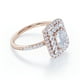 thumbnail image 4 of JeenMata Anillo de Compromiso de Moissanita de Corte Esmeralda de 1,5 Quilates - Anillo Nupcial - Anillo de Doble Halo - Anillo de Racimo - Oro Rosa de 18 K sobre Plata, 4 of 6