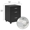 thumbnail image 4 of Soges Classeur Mobile à 3 Tiroirs, Classeur Roulant, Armoire de Bureau Moderne avec Serrure et Roulettes, Noir, 4 of 6