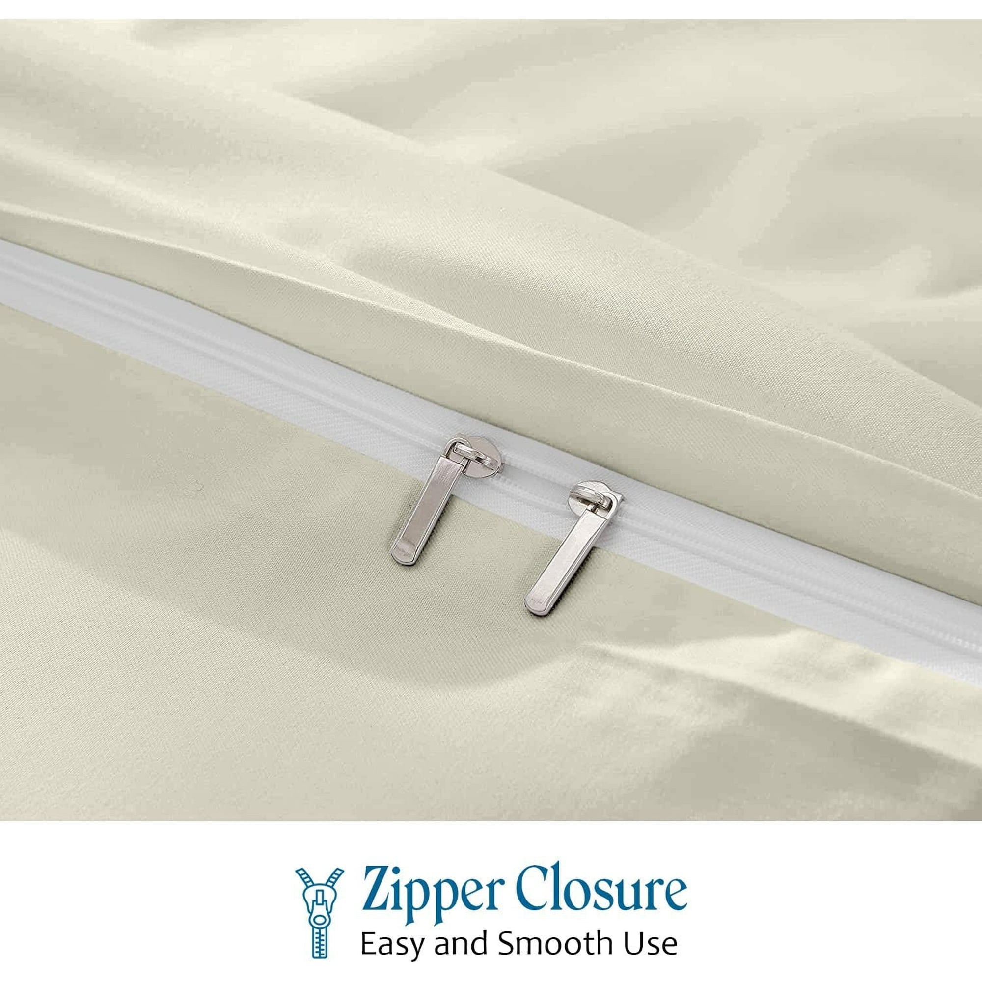 SKS Linen Premium Egyptian Cotton 3-Piece Duvet Cover Set – 800 Thread Count Luxury Bedding, Full/Queen 90" x 90" - Beige