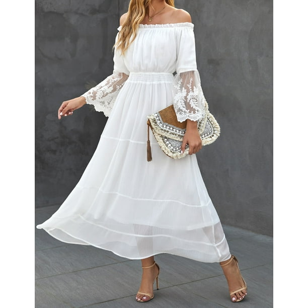 Lace maxi dress with sleeves cheap