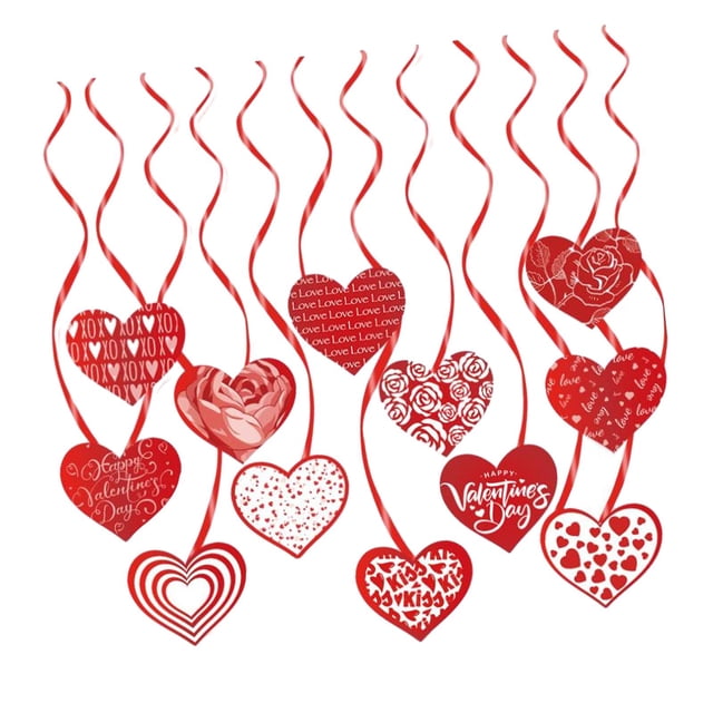 12 Uds. Decoraciones en forma de remolino para el Día de San Valentín, suministros de remolinos de corazón, colgante de amor romántico para fiesta de mayimx Colgante de remolino colgante