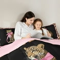 thumbnail image 4 of Manfei 3D Leopard Wildlife Twin Bedding Sets 7-Piece for Girl, Fashion Cheetah Print Bedding Comforter Set, Chic Princess Bowknot Reversible Sheet Sets, Breathable Home Decor, 4 of 7