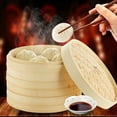 thumbnail image 2 of Gran vaporera china de bambú, cesta para cocinar al vapor verduras, mariscos, dim sum, bollos, huevos, 2 of 5