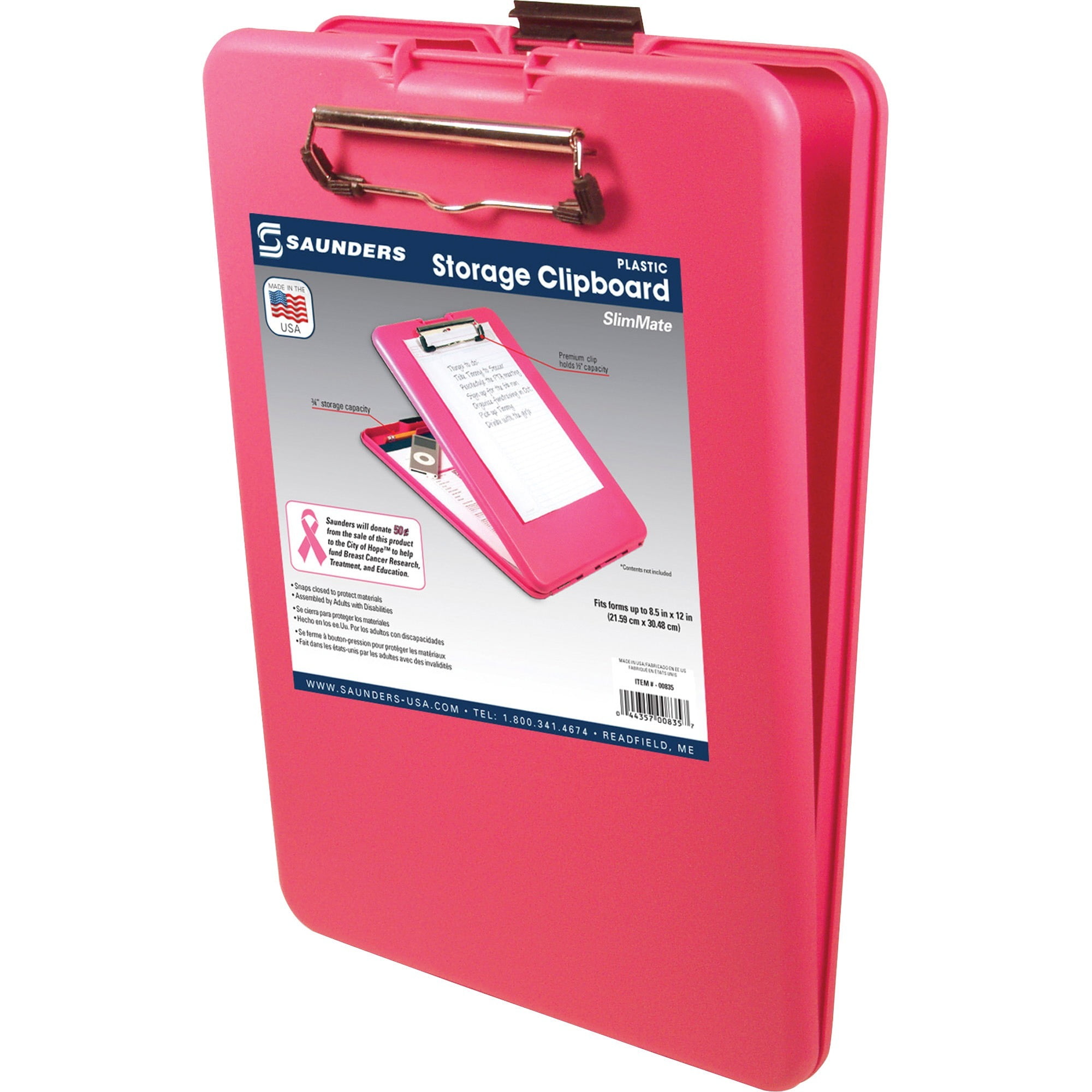 Saunders, SAU00835, SlimMate BCA Storage Clipboard, 1 Each, Pink
