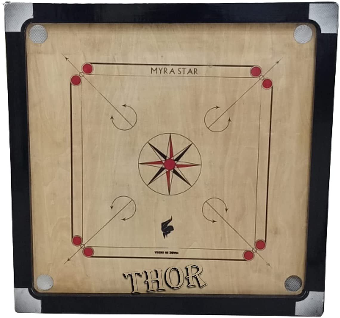 Classic Carrom Board Black Wood For Carrom Board Game Wooden Carom With Coins & Strikers Size 32”✖️32”