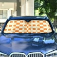 thumbnail image 4 of Yayeee Car Windshield Sun Shade Universal Fit Front Visor Protector, Orange Checkered Pattern, 4 of 8