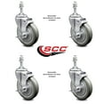 thumbnail image 2 of 5 Inch Gray Polyurethane Swivel 10mm Threaded Stem Caster Set with Brake SCC, 2 of 2