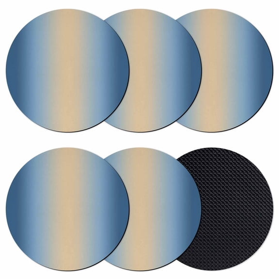 Navy Blue Ombre Coasters Set of 6, Absorbent Coasters for Drinks, Modern Yellow Gradient Farmhouse Art Coaster for Desk Coffee Table Protection, Home Decor House Warming Gifts 4"