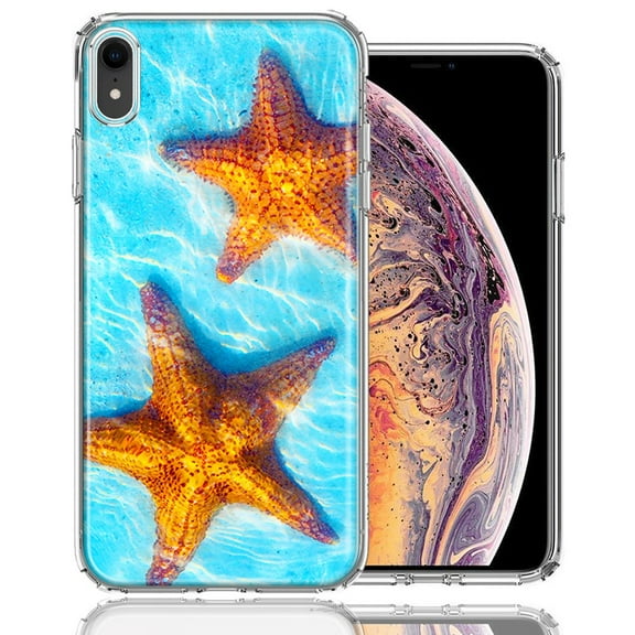 MUNDAZE For Apple iPhone XR Ocean Starfish Design Double Layer Phone Case Cover