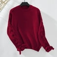 thumbnail image 4 of UJNDER Fall Winter Sweater with Bow for Women Pullover Loose Casual Long Sleeve Wine M, 4 of 6