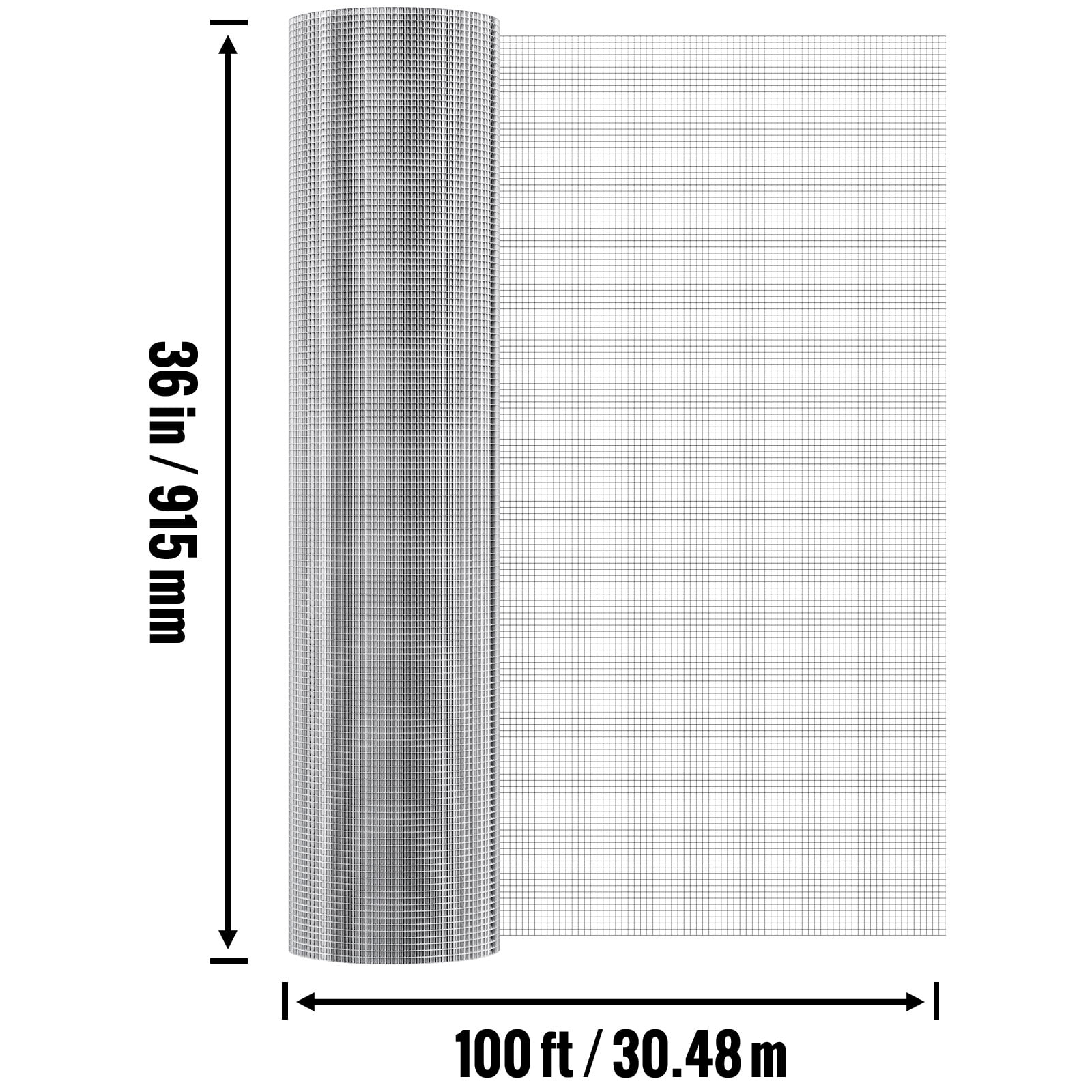 VEVOR Hardware Cloth, 1/4 inch 36in x 100 ft 23 Gauge, Hot Dipped Galvanized Wire Mesh Roll, Chicken Wire Fencing, Wire Mesh for Rabbit Cages, Garden, Small Rodents
