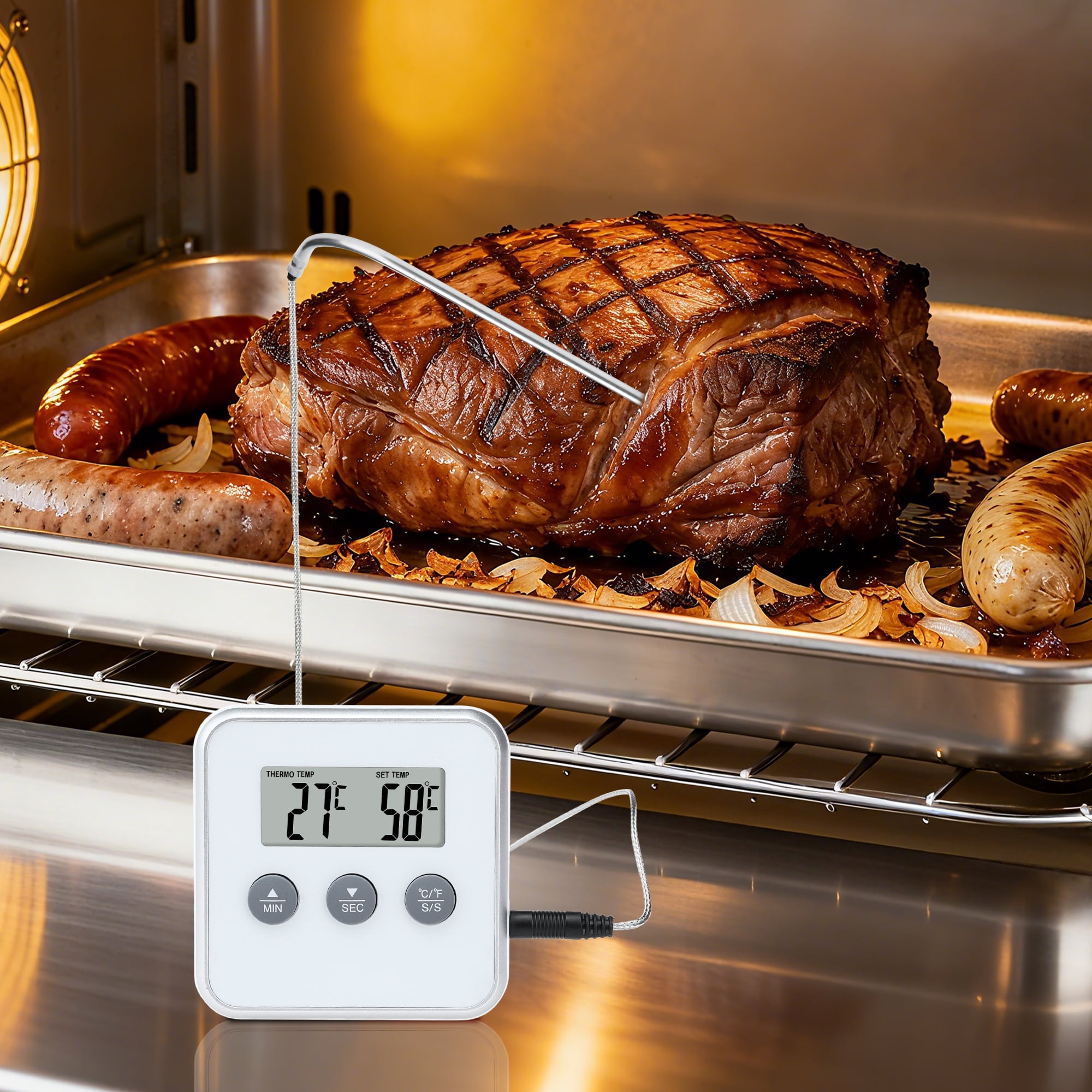 Unique Bargains Digital Meat Instant Read Cooking Thermometer White