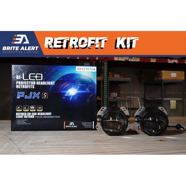 Brite Alert Bi Led Projector Lens Car Headlight Kit Universal Diy Retrofit Pair Ba Pjx S Walmart Com Walmart Com