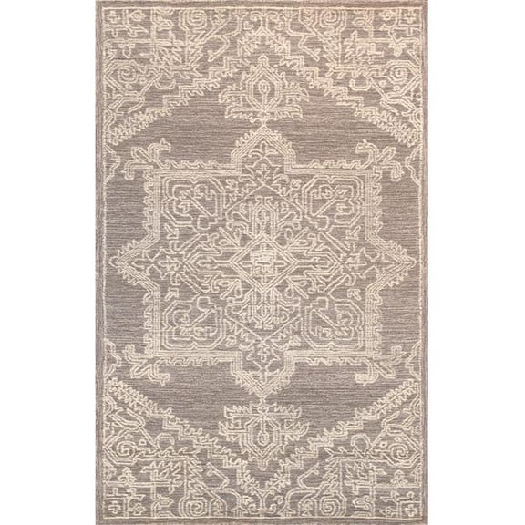 Pasargad Home PLT-5118 5X8 Modern Hand-Tufted Grey Geometric Area Rug- 5' 0'' X  8' 0''
