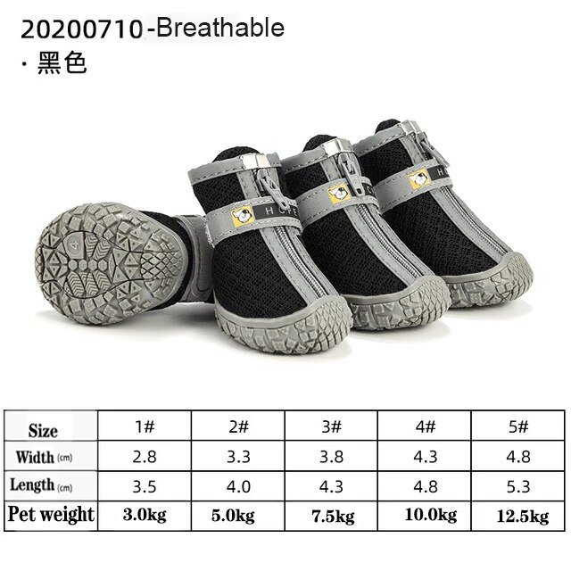 Zapatos impermeables antideslizantes para perros, botas para caminar, calcetines transpirables para gatos, patas de accesorios para mascotas, 4 unidades por juego