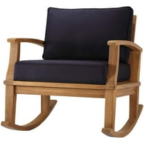 Lounge Rocking Chair, Wood, Brown Natural Blue Navy, Modern Contemporary Urban Design, Outdoor Patio Balcony Cafe Bistro Garden Furniture Hotel Hospitality