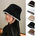 thumbnail image 2 of CSChome Fisherman Hat Women Winter Fisherman Hat - Color Matching Thick Soft Plush Foldable Bucket, 2 of 7