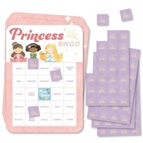Big Dot of Happiness Princess Bingo Cards and Markers, Princess Birthday Party Bingo Game Activity for Kids - Set of 18