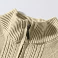 thumbnail image 4 of Yiliang Knitting Cotton Half Zip Sweater for Men Fall and Winter Long Sleeve Warm and Thermal Top Clothes ,Khaki,2XL, 4 of 6