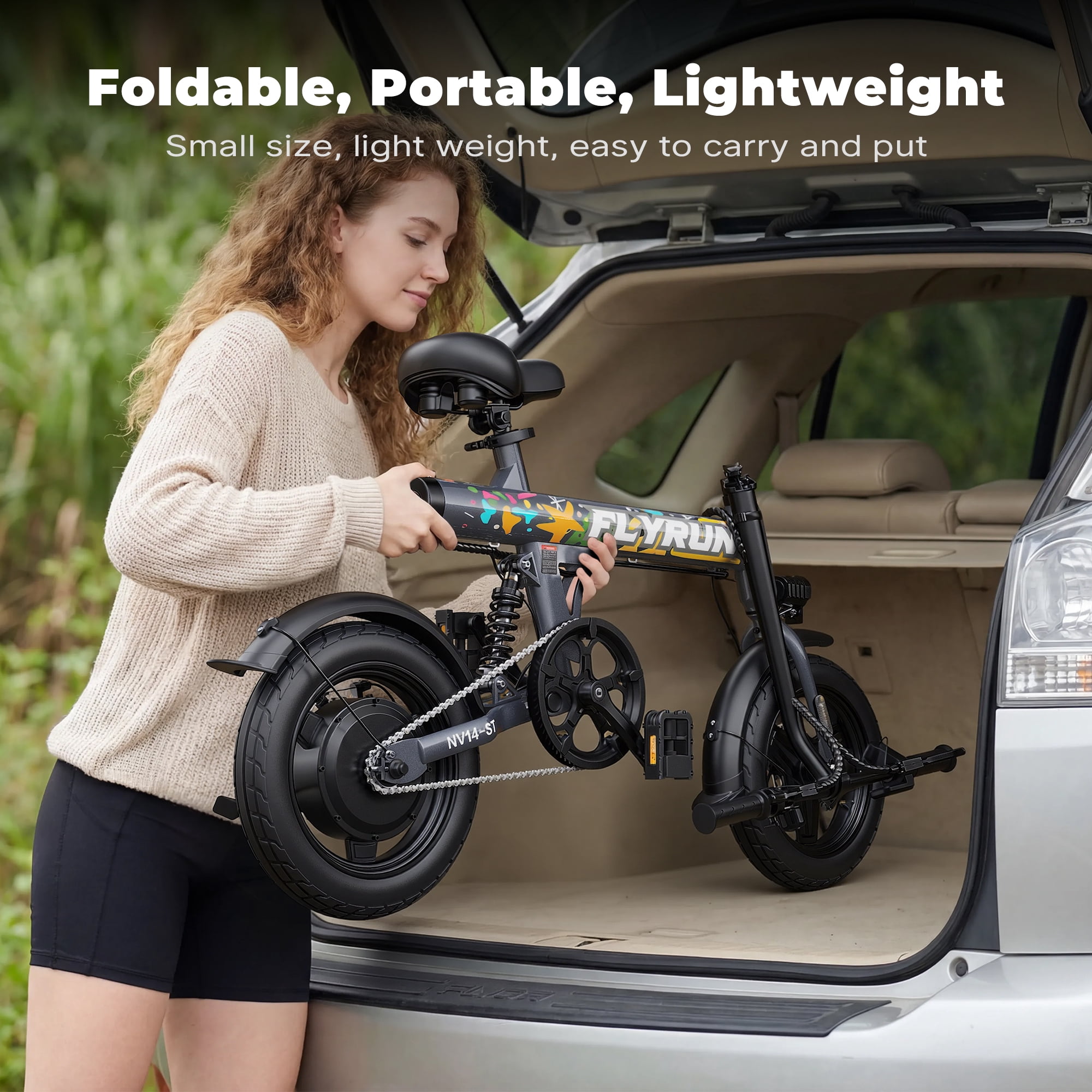 FLYRUN Electric Bike, 14" Folding E-bike for Adults, 500W Peak Motor, 36V 280.8Wh Battery, 20MPH City Commuter Ebike, LCD Display, UL2849