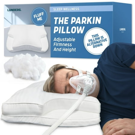 Lunderg Parkin CPAP Pillow for Side & Back Sleepers - The Only Down Alternative with Adjustable Filling & 100% Cotton Case - Reduce Air Leaks & Mask Pressure for Better Sleep - Works with ALL Masks