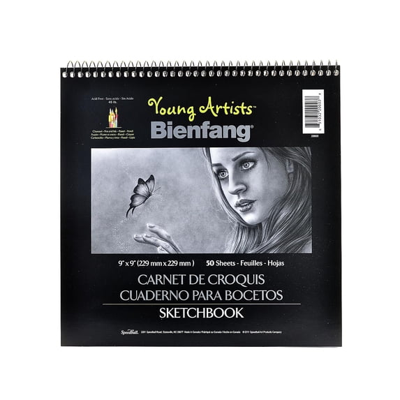 Bienfang 9" x 9" Wire Bound Sketch Book 50 Sheets/Book 6/Pack (71938-PK6)